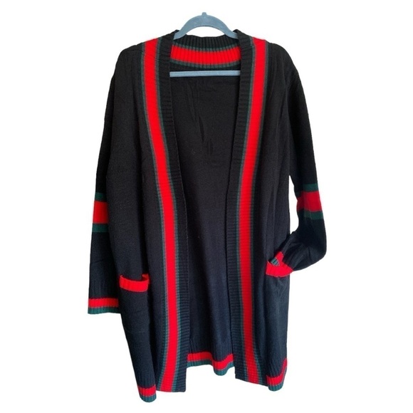 Knit Cardigan Sweater Color Block Chunky Open Front Size XL. Boho Chic NWOT - Picture 2 of 11